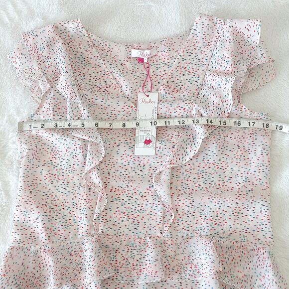 Parker Dottie Confetti Ruffle Top NEW Size Small Feminine Multicolor Office - Picture 8 of 9